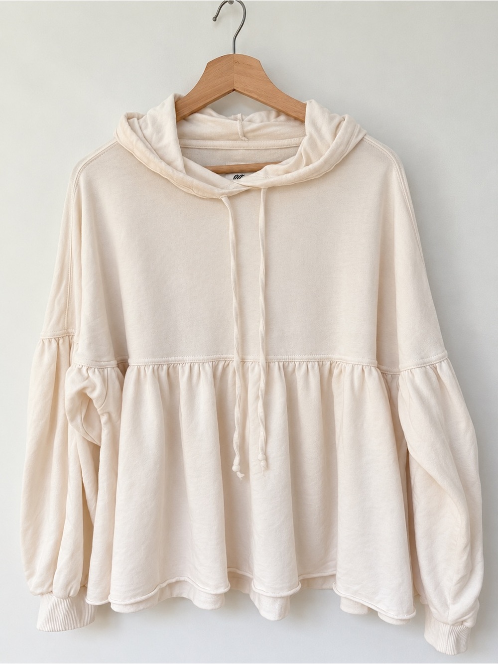 Aerie Cream Peplum Hoodie Sweatshirt – Size Small